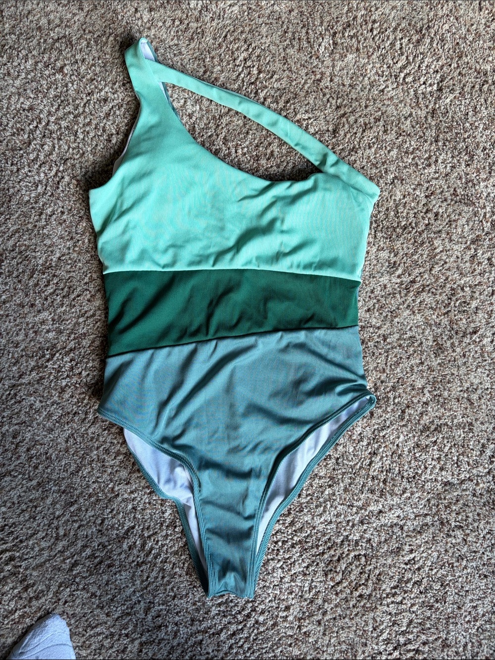 One-Piece Swimsuit in Mint, Forest, and Teal - Asymmetrical Strap